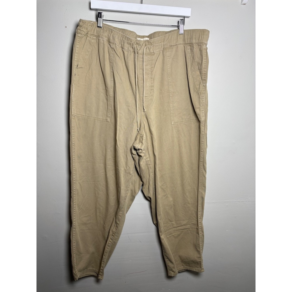 Madewell Utility Pull On Pants Khaki Tan Relaxed Fit Drawstring Women's XXL